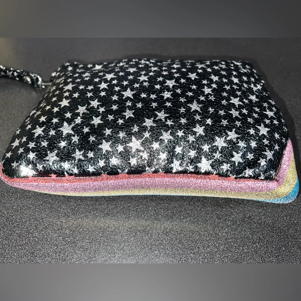 NWOT Bari Lynn wristlet makeup cosmetics bag pouch wallet rainbow shimmer shiny